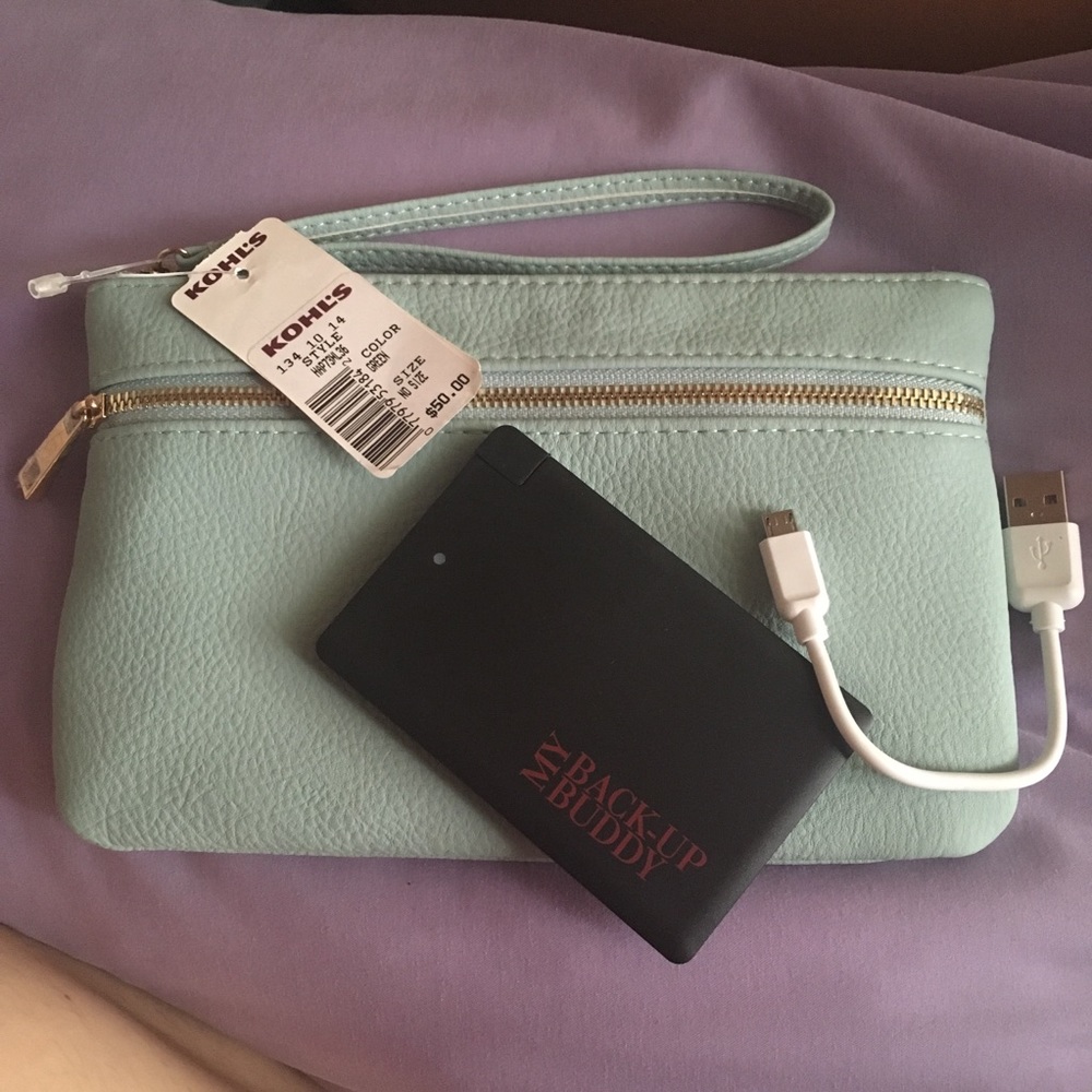 RFID Blocking Phone Charging Wristlet Pouch
